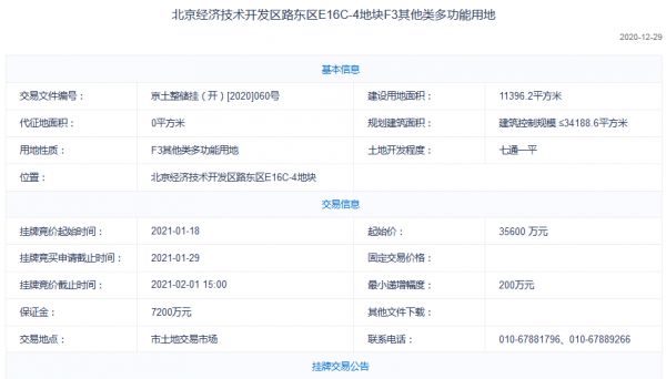 京东3.56亿元摘得北京经济技术开发区一宗多功能用地-中国网地产