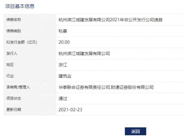 杭州滨江城建20亿元公司债券已获深交所通过-中国网地产