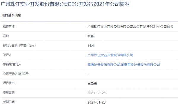珠江实业14.4亿元公司债券已获上交所受理-中国网地产