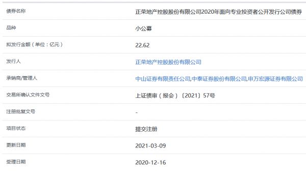 正荣地产22.62亿元小公募公司债券在上交所提交注册-中国网地产