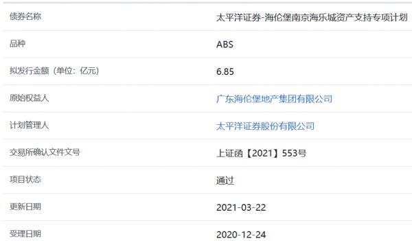 海伦堡南京海乐城6.85亿元ABS获上交所通过-中国网地产