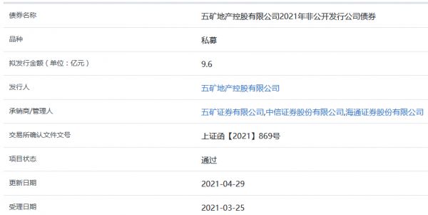 五矿地产9.6亿元私募公司债券获上交所通过-中国网地产