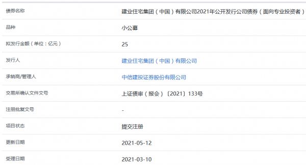 建业住宅集团25亿元小公募公司债券在上交所提交注册-中国网地产