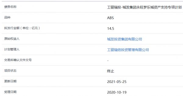 城发集团永旺梦乐城14.5亿元ABS被上交所终止-中国网地产