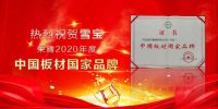 雪宝板材再获“国字号”荣誉【中国板材国家品牌】