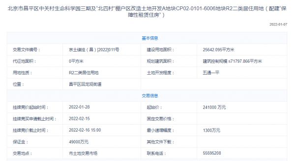 直击：27.715亿！建发竞得昌平区中关村CP02-0101-6006地块