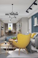 70平米北欧风格公寓设计 客餐厨一体带楼梯loft户型