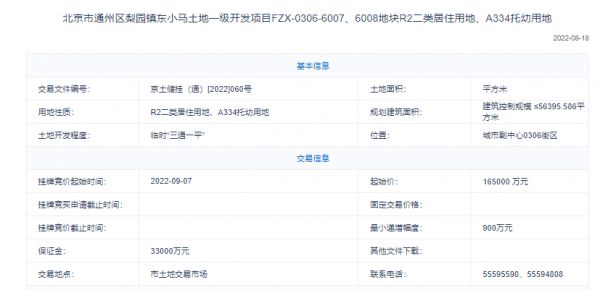 16.5亿！葛洲坝+通投联合体竞得通州梨园6007等地块