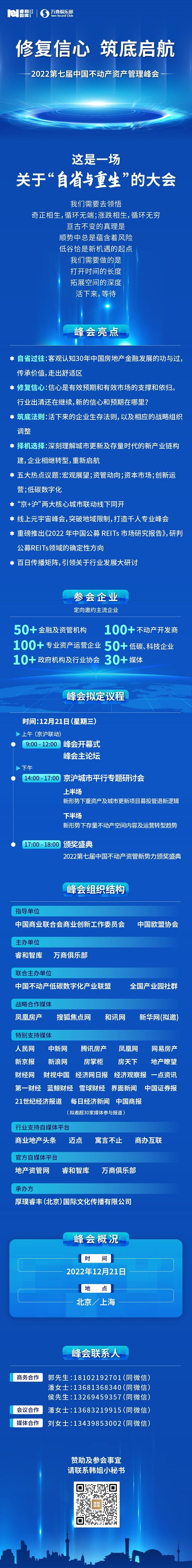 研判不动产行业趋势，明年我们将如何筑底启航？2022第七届中国不动产资产管理峰会重磅推出