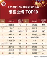 2024年1-3月济南房地产企业销售业绩TOP10