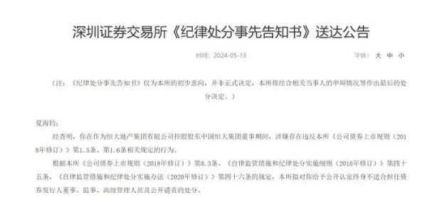 涉及恒大！深交所认定夏海钧终身不适合担任董监高